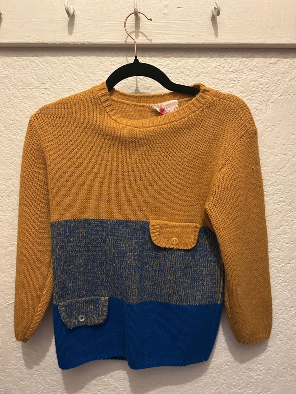 Bobbie Brooks Mustard and Blue Colorblock Sweater